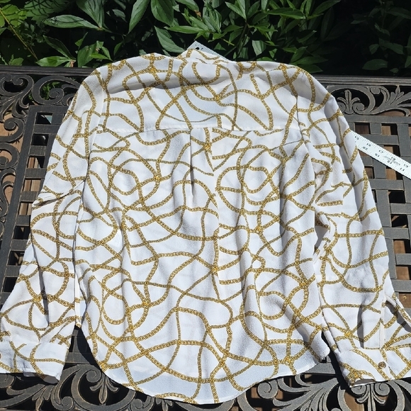 Michael Kors Women's White and Gold Chain Blouse - Picture 5 of 5